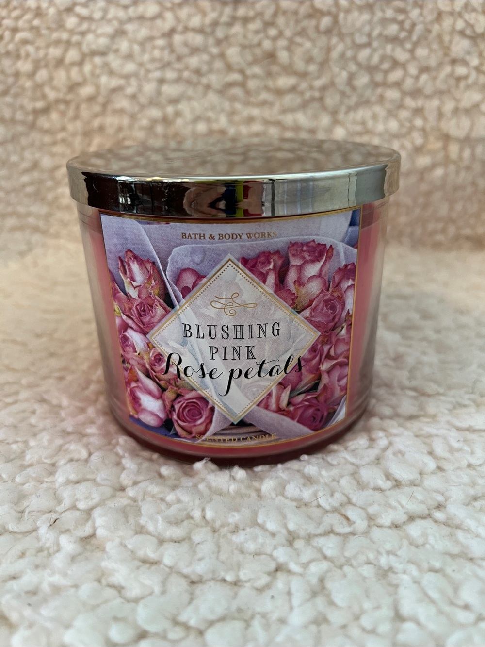 Bath & Body Works Blushing Pink Rose Petals 3-Wick Candle - Pink - 14.5 oz